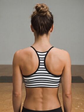 lululemon athletica Black & White Striped Racerback Sports Bra Size 6